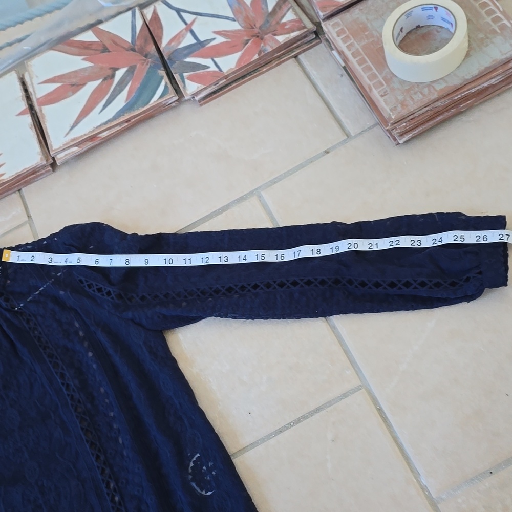 RARE Sezane Navy Lace Long-Sleeve Blouse - Picture 12 of 12